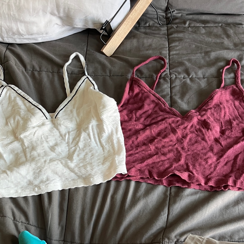 Cotton On Waffle Bralette Crop Tops Lot Of 2 Large Spaghetti Strap